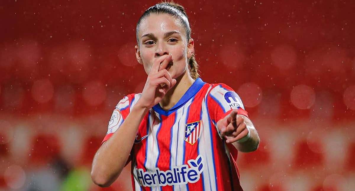 Gio, jugadora del Atlético, celebra un gol durante esta temporada. /INSTAGRAM: GIO GARBELINI